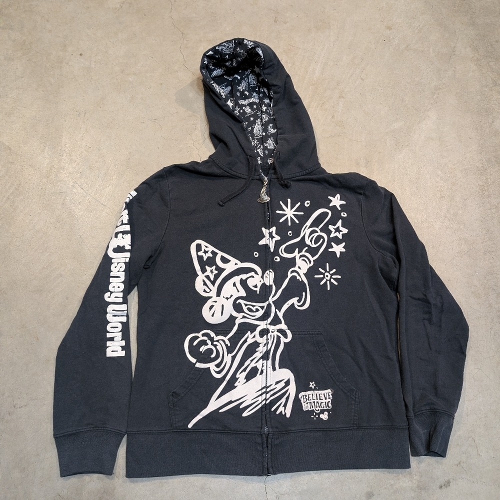Disney Believe In Magic Hoodie Women's XL Navy Flet Print